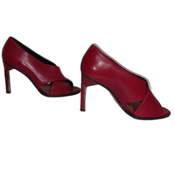 DEREK LAM Women's Leather Trey Stiletto 4" Heel Lipstick Red Size 7.5B EUC - Picture 7 of 16